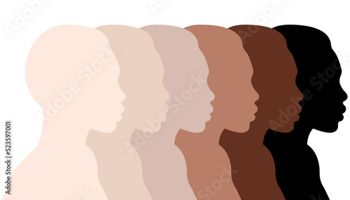 African american women, beauty, fashion, portrait, skin tone colour, women of color, vector illustration