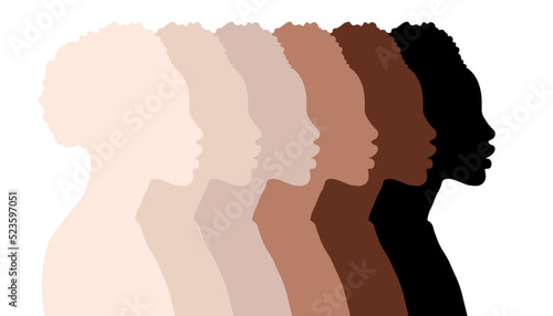 African american women, beauty, fashion, portrait, skin tone colour, women of color, vector illustration