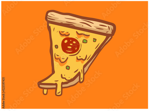 Tasty pepperoni pizza. vector illustration