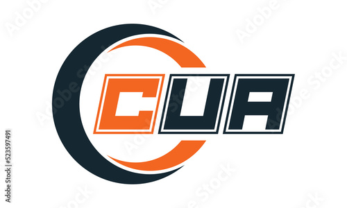 CUA three-letter circle logo design. custom font logo vector template | abstract logo | word mark logo | letter mark logo | business logo | minimalist logo | font logo |