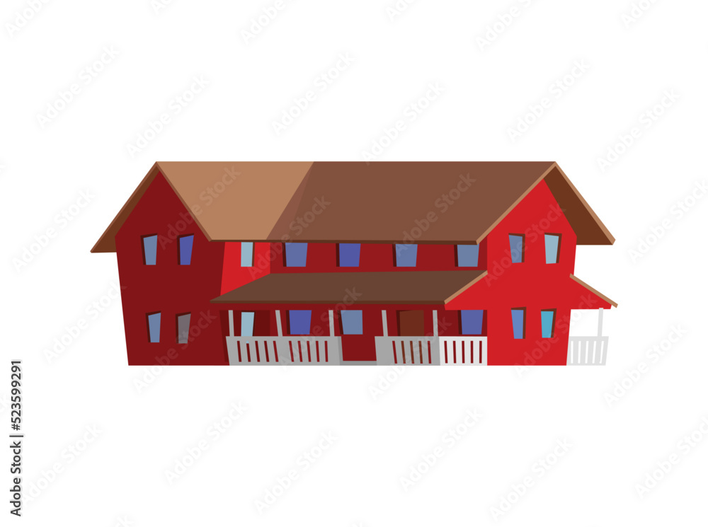 Red double decker farmhouse flat style, vector illustration Red double decker farmhouse flat style, vector illustration