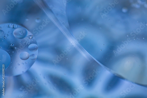 small drops of oil in water, macro photo