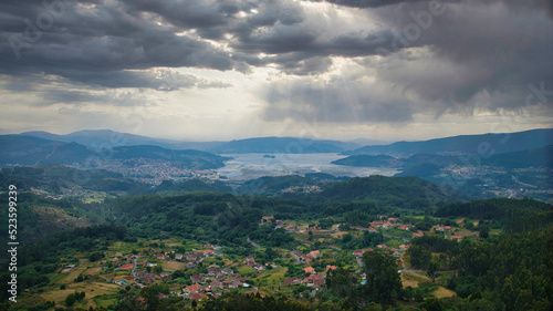 beautiful nature landscape aerial panorama, mountains and coast