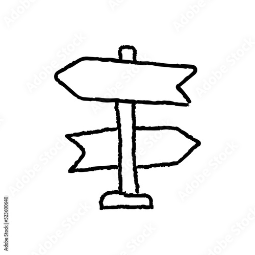 Navigation signpost hand-drawn icon vector graphic illustration