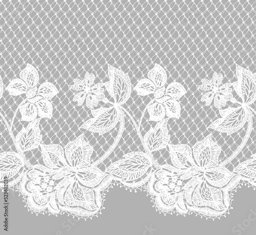 Seamless Vector Detailed White Lace Border