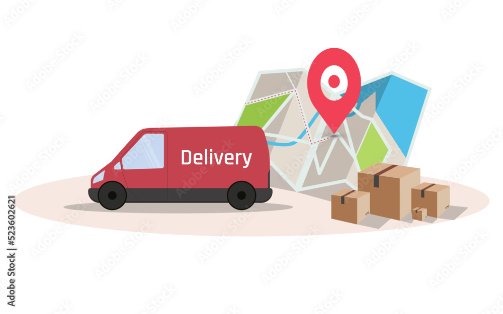 the concept of online delivery on a minibus. recruitment app order e-commerce concept the concept of online delivery on a minibus. recruitment app order e-commerce concept