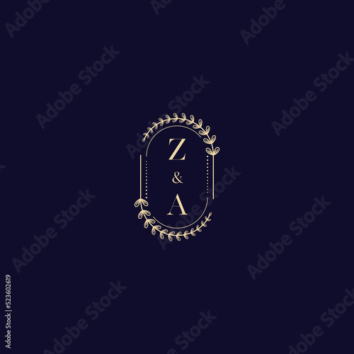 ZA wedding initial logo in high quality professional design that will print well across any print media photo