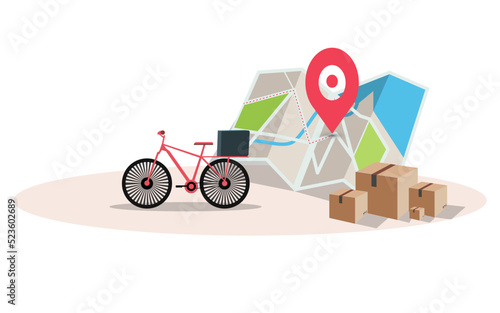 the concept of online delivery on a bike. recruitment app order e-commerce concept
