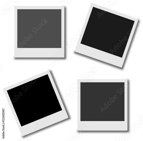 Vector Photo frame mockup design. Retro Photo Frame Template for your photos. White plastic border on a transparent background