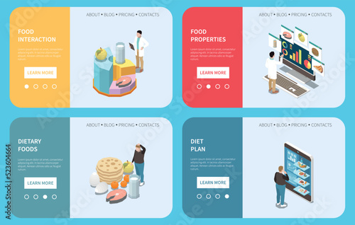 Nutritionist Isometric Banners Set