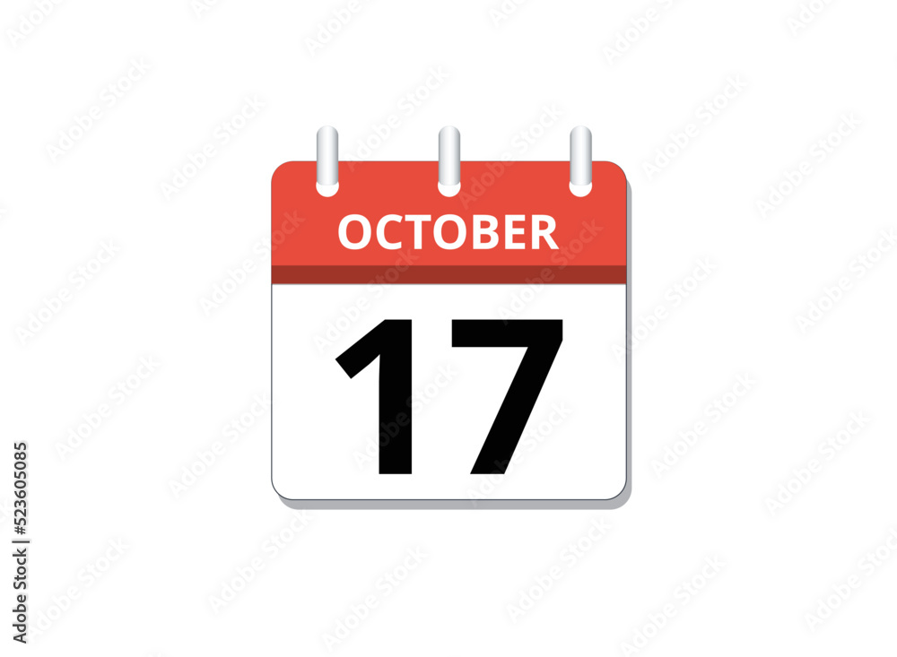 Fototapeta premium October, 17th calendar icon vector