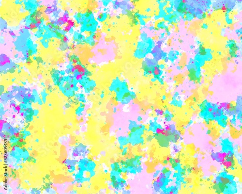 Crazy splash of yellow and aqua blue pastel colors, fun background for party, birthday, babies, celebrations, children, games, sweets © JenifferEliana