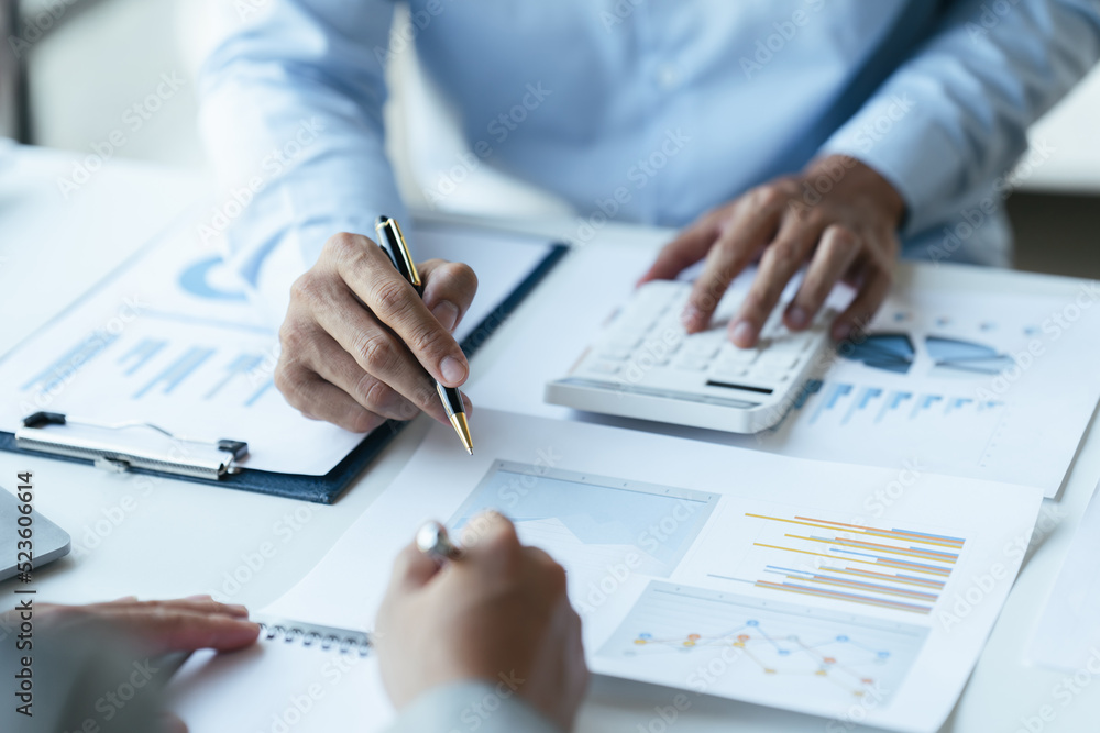 Professional executive Business colleague team working and analyzing with new project of accounting finance, Idea presentation and meeting strategy plan of financial business investment Professional executive Business colleague team working and analyzing with new project of accounting finance, Idea presentation and meeting strategy plan of financial business investment