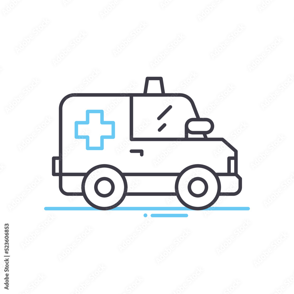 ambulance line icon, outline symbol, vector illustration, concept sign