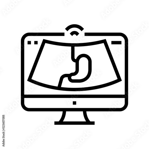 ultrasound abdomen health check line icon vector. ultrasound abdomen health check sign. isolated contour symbol black illustration