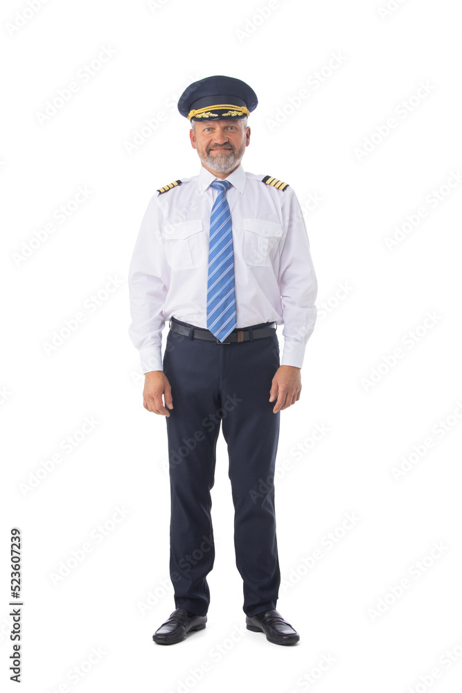 Airline pilot isolated on white Airline pilot isolated on white