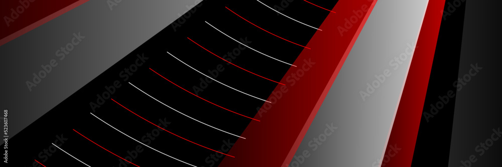 Abstract black, white and red technology background with line
