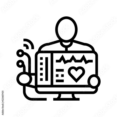 electrocardiogram health check line icon vector. electrocardiogram health check sign. isolated contour symbol black illustration