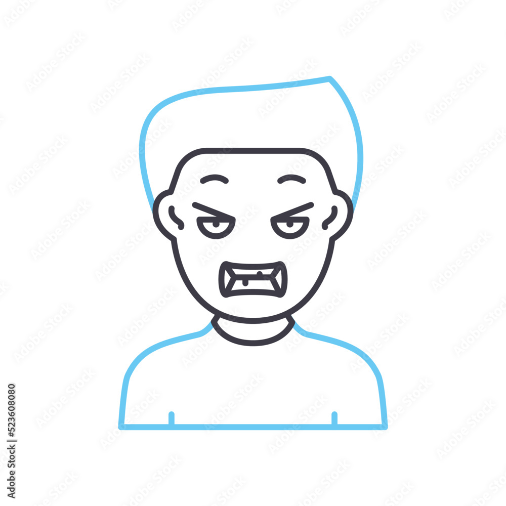 angry line icon, outline symbol, vector illustration, concept sign