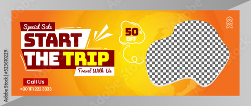 Cover traveler for social media banner or flyer post