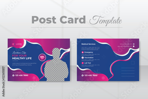EDDM postcard design layout with gradient color, medical, dental, and healthcare postcard design template