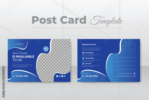 EDDM postcard design layout with gradient color, medical, dental, and healthcare postcard design template