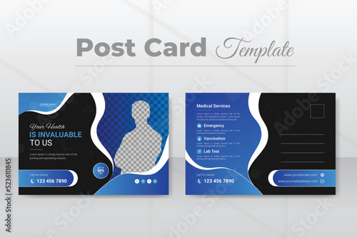 EDDM postcard design layout with gradient color, medical, dental, and healthcare postcard design template