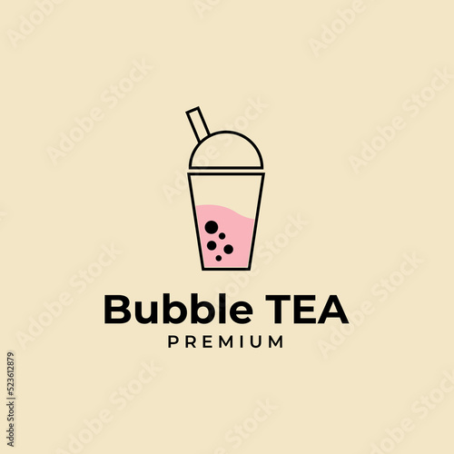 Bubble tea cup logo vector design template