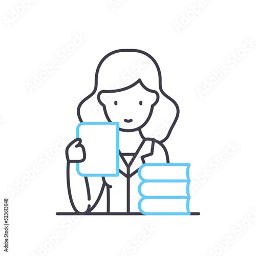 bookseller line icon, outline symbol, vector illustration, concept sign