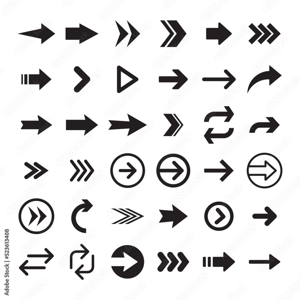 Arrows icon collections. Set of arrow vectors. Arrowheads shapes. Arrows icon collections. Set of arrow vectors. Arrowheads shapes.