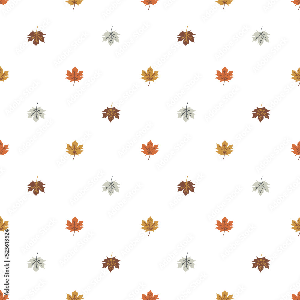 Seamless vector pattern with cute hand drawn autumn leaves. Scandinavian style design. Seasonal floral background for apparel, fabric, wallpaper, textile, packaging, card, print, wrapping paper. Seamless vector pattern with cute hand drawn autumn leaves. Scandinavian style design. Seasonal floral background for apparel, fabric, wallpaper, textile, packaging, card, print, wrapping paper.