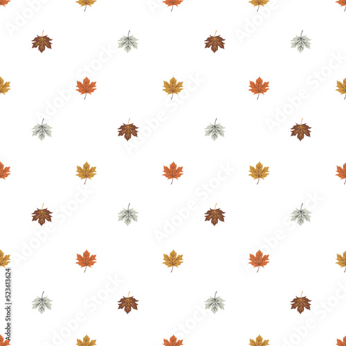 Seamless vector pattern with cute hand drawn autumn leaves. Scandinavian style design. Seasonal floral background for apparel, fabric, wallpaper, textile, packaging, card, print, wrapping paper.
