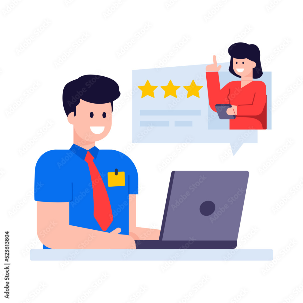 A trendy flat illustration of customer reviews A trendy flat illustration of customer reviews
