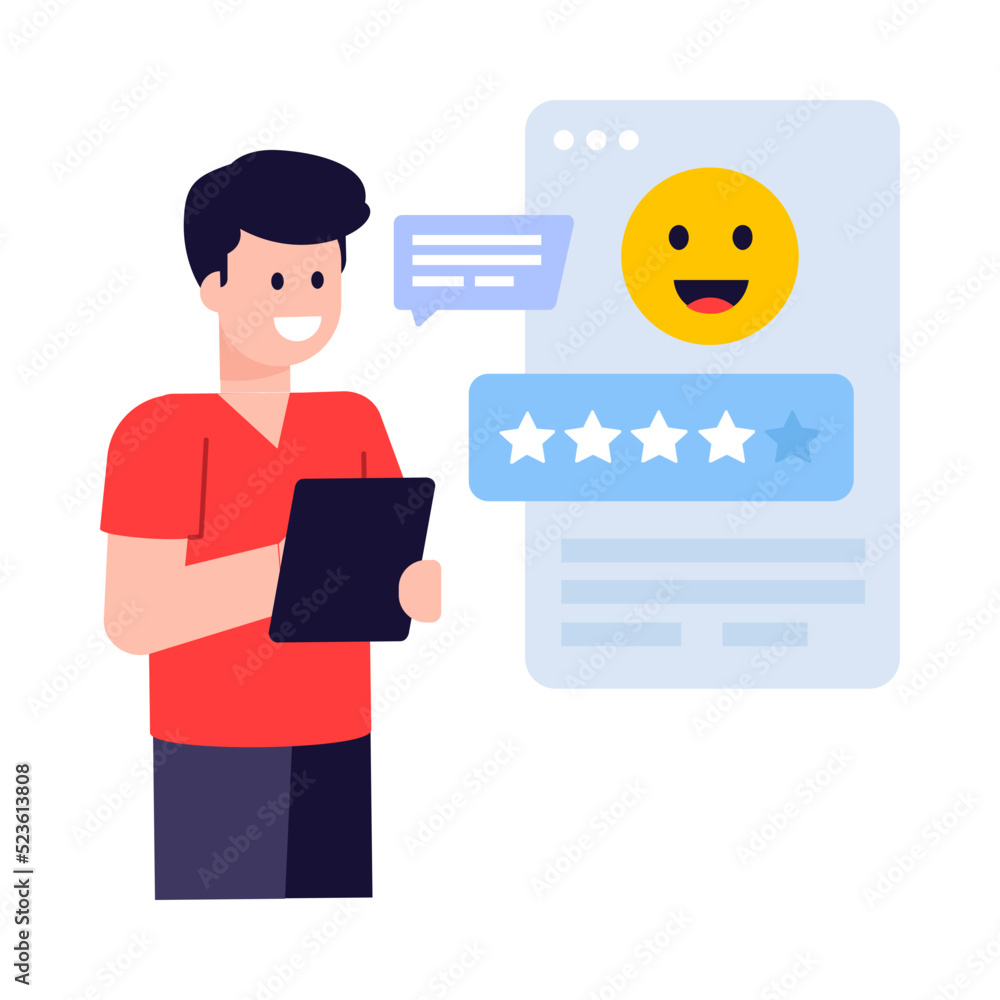 A trendy flat illustration of customer reviews  