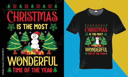 Christmas typography Vector T shirt Design, Christmas is the most wonderful time