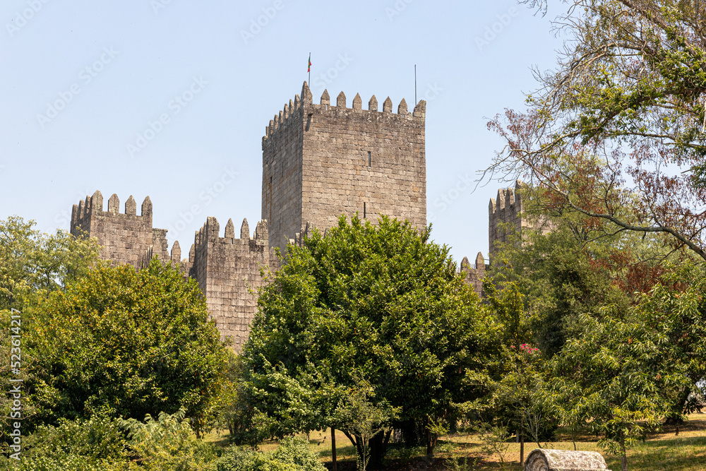 Guimaraes, Portugal. The Castelo de Guimaraes (Guimaraes Castle), 10th century medieval castle