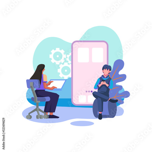 React native mobile app flat style illustration design