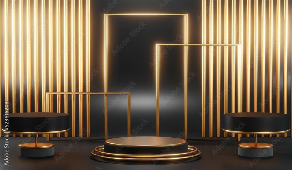 3D rendering of blank product background for cream cosmetics Modern black podium background 3D rendering of blank product background for cream cosmetics Modern black podium background