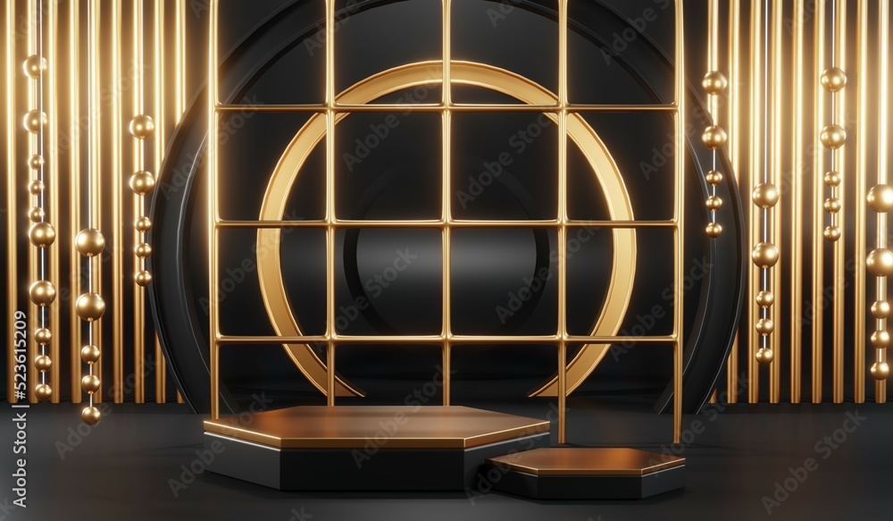 3D rendering of blank product background for cream cosmetics Modern black podium background 3D rendering of blank product background for cream cosmetics Modern black podium background