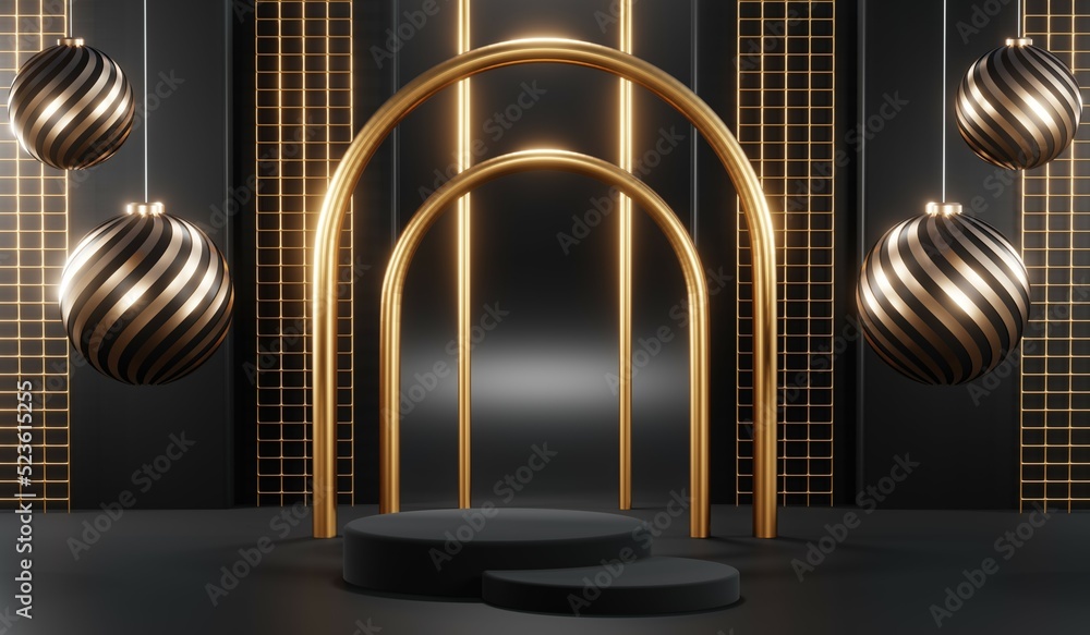 3D rendering of blank product background for cream cosmetics Modern black podium background 3D rendering of blank product background for cream cosmetics Modern black podium background