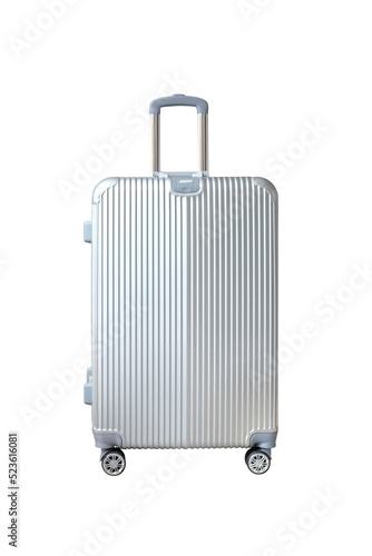 Bourne luggage on white background with path