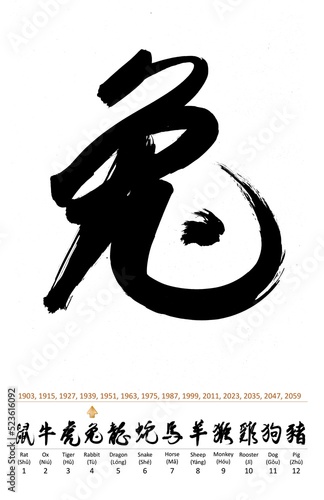 Chinese Handwriting Calligraphy - The Chinese Zodiac – Rabbit (4th)