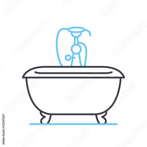 bath tub line icon, outline symbol, vector illustration, concept sign