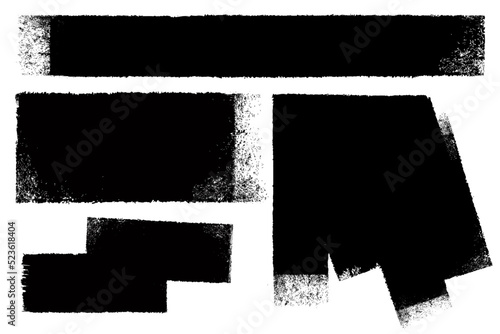 Collection of black paint roller strokes background banners