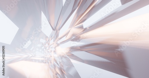 Futuristic abstract background crystal arched interior 3d render photo