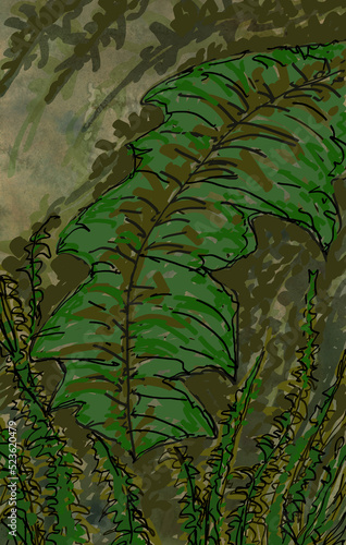 foliage , sketch- digital painting 