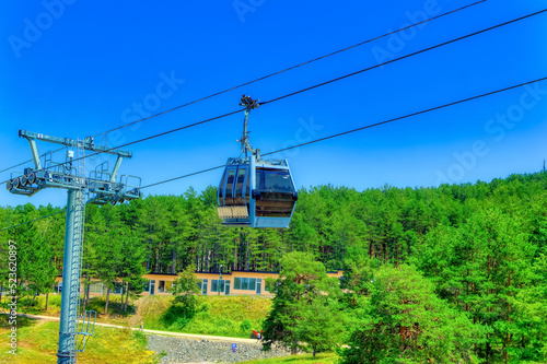 Gold Gondola in operations during summer day at Zlatibor, Serbia.