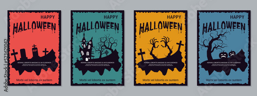 Halloween night flyer, booklet, poster, coupon, invitation card vector design templates collection