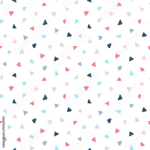 Childish seamless pattern. Scandinavian background. Pastel color patern. Repeated cute small triangles. Scandi style printed. Repeating tiny triangle printing. Design baby print. Vector illustration