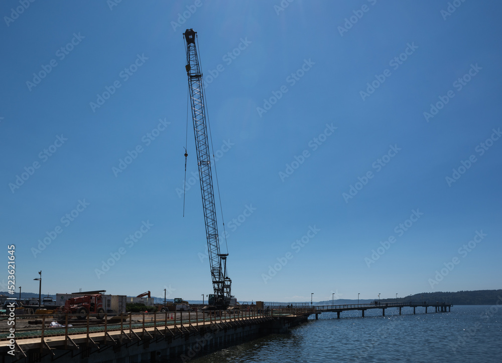 crain at construction site on waterfront crain at construction site on waterfront